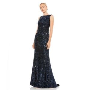 Mac Duggal 26331 NWT COWL BACK BOAT NECK SEQUINED EVENING GOWN